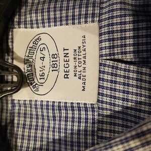 Brooks Brothers Long Sleeve Size:16.52 100%Cotton Color:Blue Checkered
